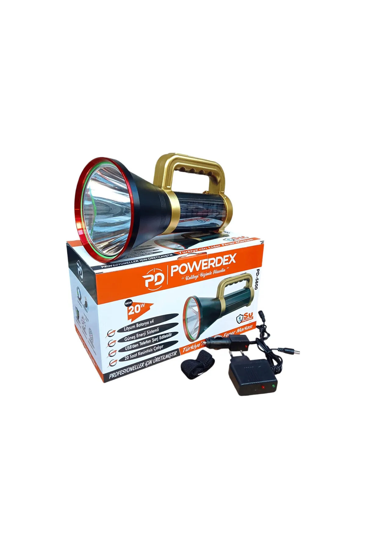 Pd-5800 Güneş Enerjili Şarjlı El Feneri 20 Watt-detail