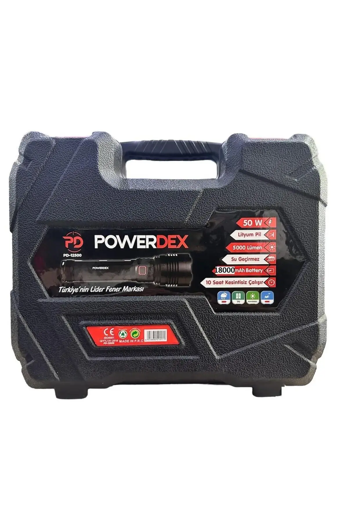 50 Watt 5000 Lümen Profesyonel Büyük Şarjlı Avcı El Feneri Pd-12500
