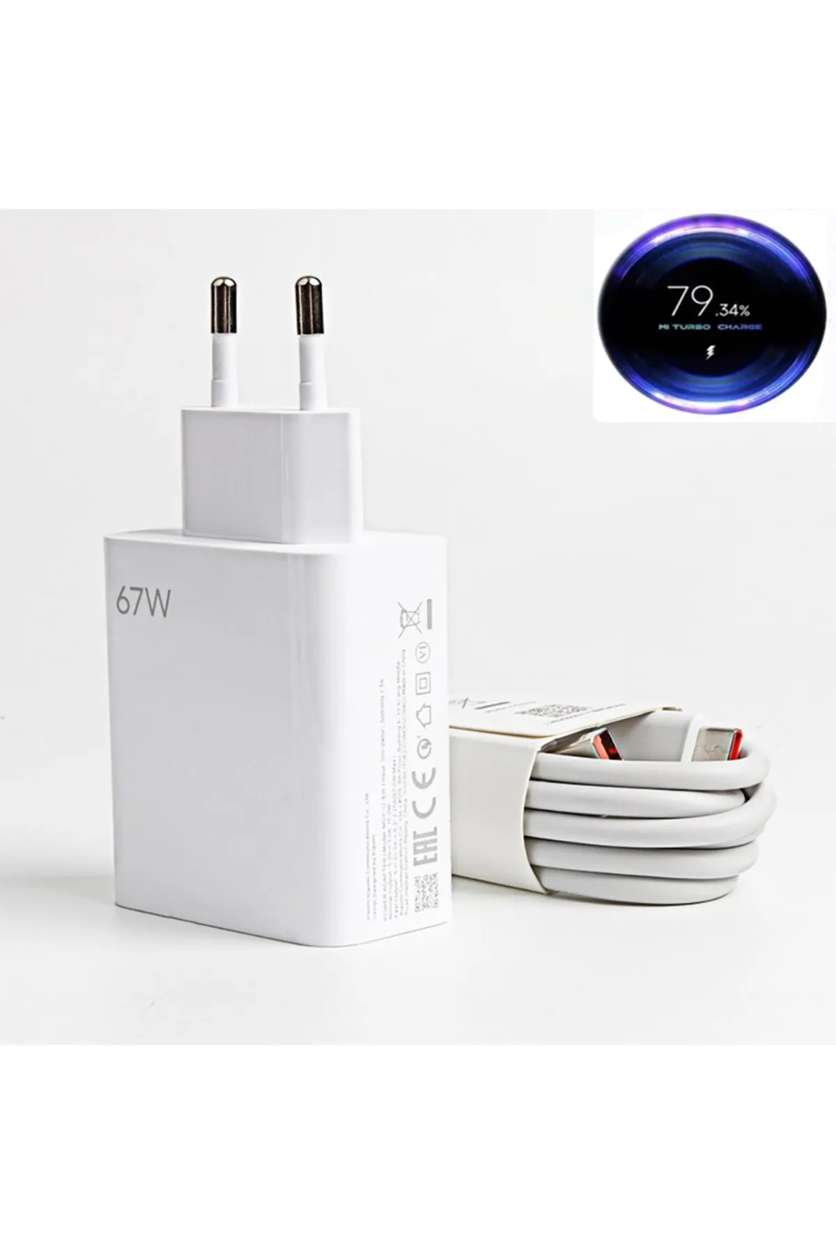 Xiaomi Ve Tüm Telefonlarla Uyumlu 67w Turbo Şarj Aleti Şarj Cihazı Kablo Adaptör Set Hızlı Şarj