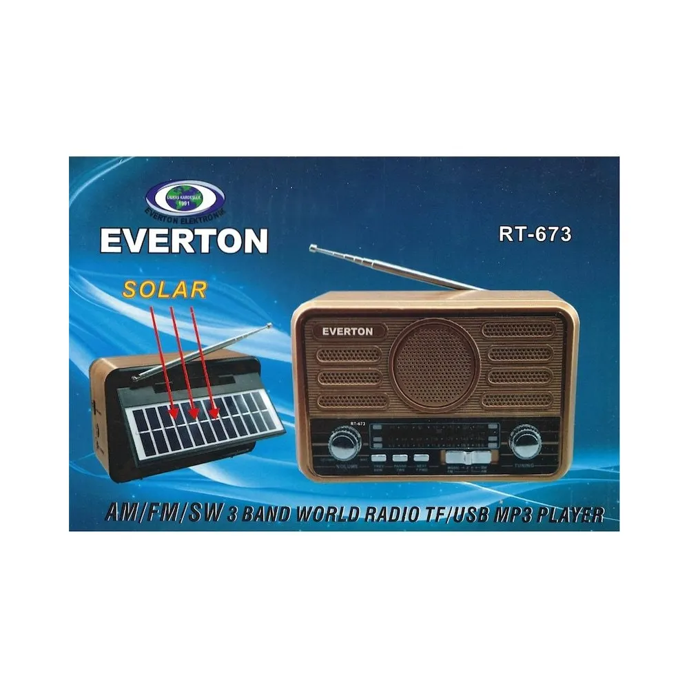 Rt-673 Bluetooth Fm-usb-tf-aux Şarjlı Solar Nostaljik Radyo