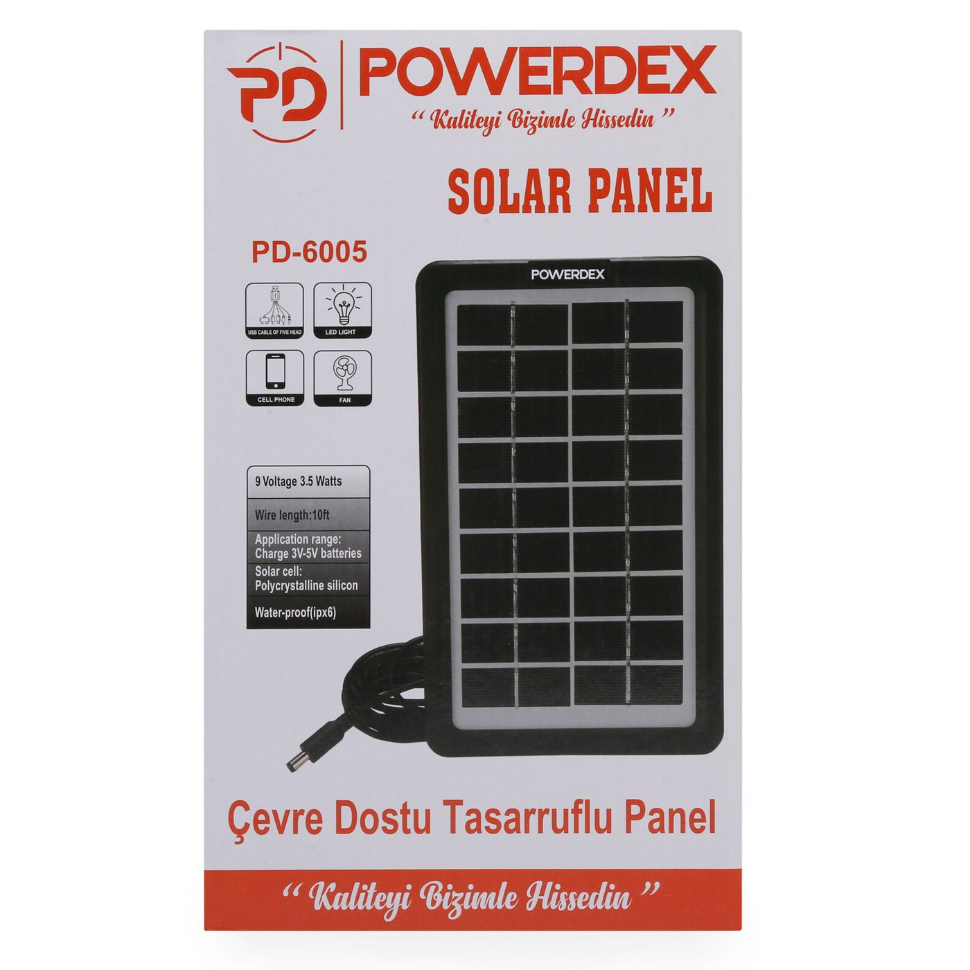 Pd-6005 9v 3.5w Mah Güneş Paneli Solar Sistem